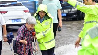 那一抹“荧光绿” 暴雨后最温情的城市路标