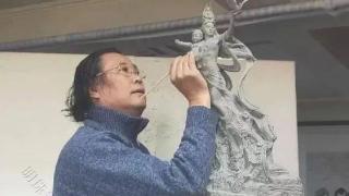薛林兴巨型雕塑《和平美神》创作现场