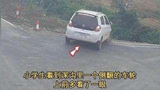 小学生救下深沟驾车侧翻老人，网友：驾照拿了五六年不敢开车