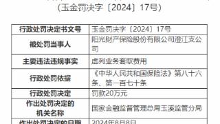 因虚列业务套取费用，阳光财险澄江支公司被罚4万元