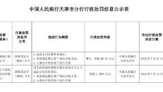 因违反支付结算管理规定等，天津武清村镇银行被罚49.59万元