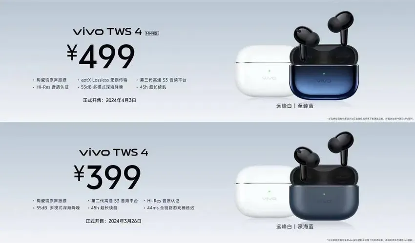 Hi-Fi级音质体验原声旗舰 vivo TWS 4正式发布