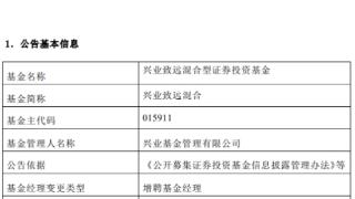 兴业致远混合增聘基金经理陈楷月