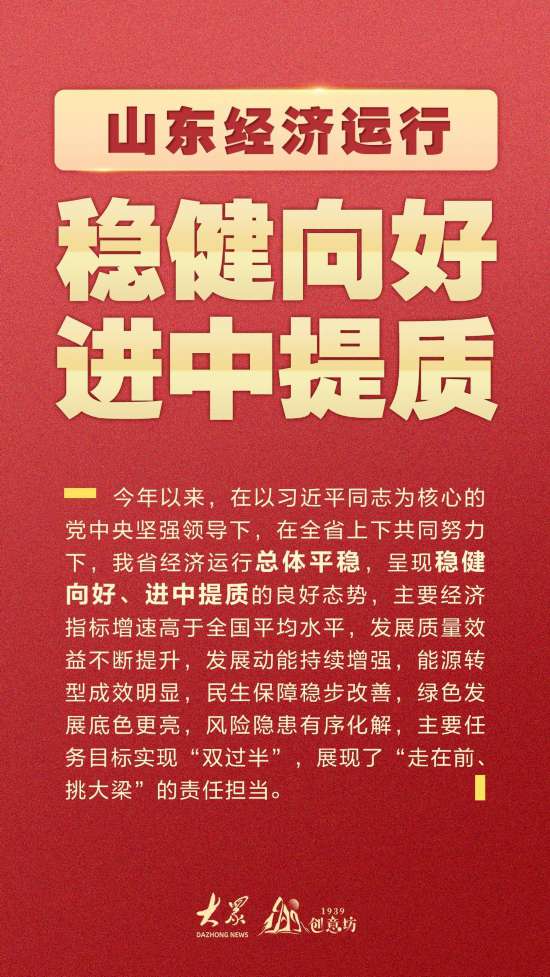 山东经济半年成绩单：稳健向好、进中提质