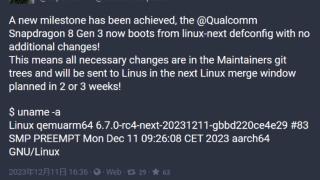 Linux 6.8内核完美支持高通骁龙8 Gen3