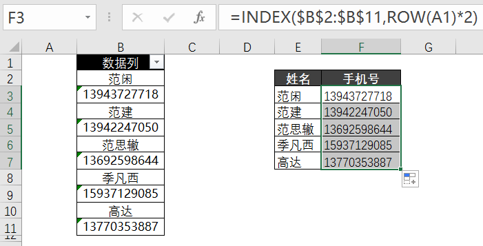 不要再ctrl+v了，两招轻松搞定excel中一列数据转多列