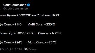 锐龙7 9800X3D性能曝光：Cinebench R23多核成绩大涨30%