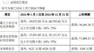 V观财报｜万润股份2024年净利预降65%至75%