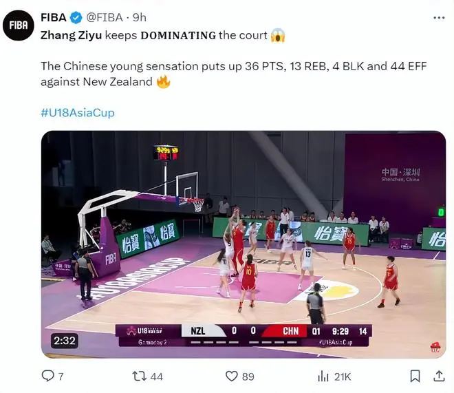 张子宇再引外媒热议：FIBA晒数据惊恐 美媒称可怕 西媒赞传球视眼