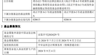 尚正中债0-3年政金债指数成立 募集金额10.5亿元