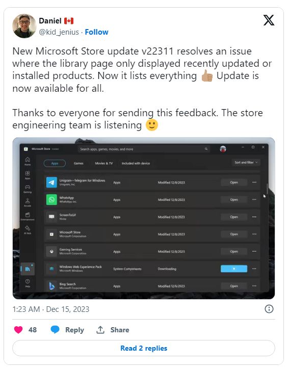 微软发布microsoftstore22311更新