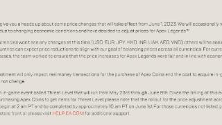 《apex英雄》将调整游戏内货币的全球售价