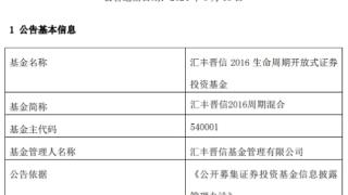 汇丰晋信2016周期混合增聘基金经理吴刘