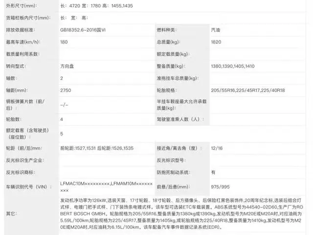 全新丰田亚洲狮申报图曝光，搭载2.0L自然吸气发动机