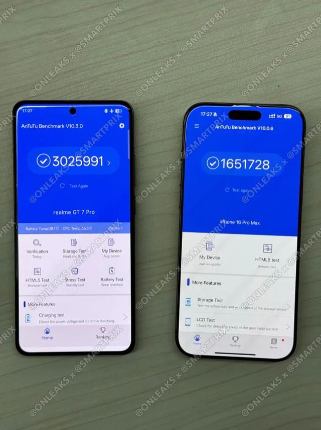 realme 真我 GT7 Pro 安兔兔跑分302万封王