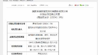 因擅自变更营业场所等，国元农险商丘中支合计被罚34万元