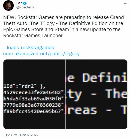 《GTA三部曲》或即将登Epic和Steam 后台数据显端倪