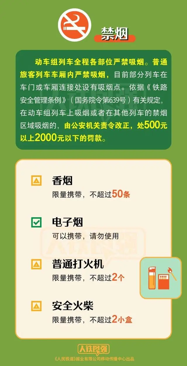 请查收！最新火车携带品注意事项清单制