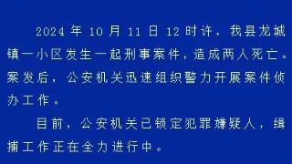 江西彭泽一小区发生刑事案件造成两人死亡