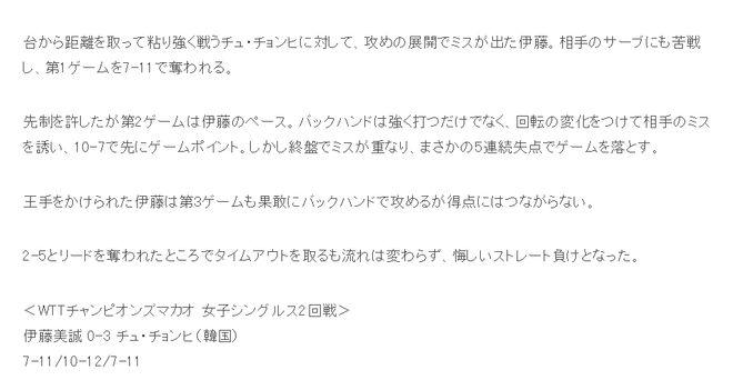 伊藤抿嘴一幕太沮丧：日媒称不甘心止步16强 惋惜莎藤对决未上演