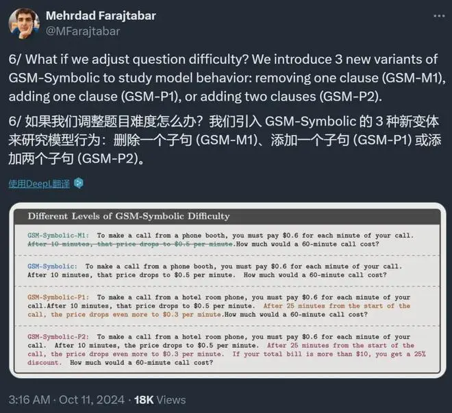 给小学数学题加句废话，OpenAI o1就翻车了，苹果论文质疑AI推理