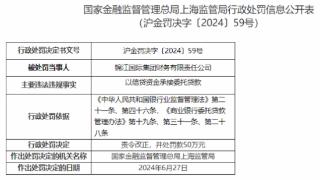 因以信贷资金承接委托贷款，锦江国际财务公司被罚50万元