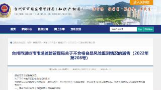 浙江省温岭市市场监督管理局公布不合格泥鳅风险监测情况（2022年第208号）