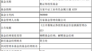 万家基金旗下2只ETF增聘基金经理贺方舟