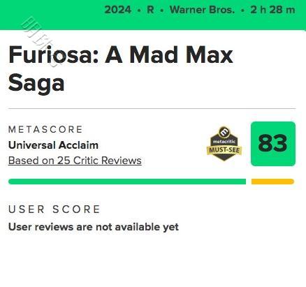《疯狂的麦克斯：狂暴女神》媒体口碑大爆