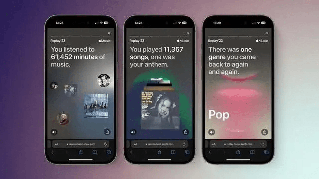 苹果Apple Music推出2023年度回顾，展示用户听歌数据